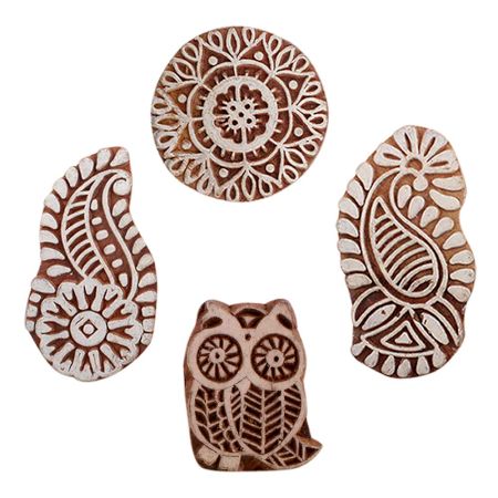 Set of 4 Piece New Mix Wooden Printing Blocks